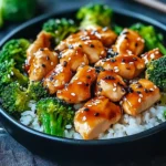Gesundes Chicken Teriyaki mit Brokkoli und Reis