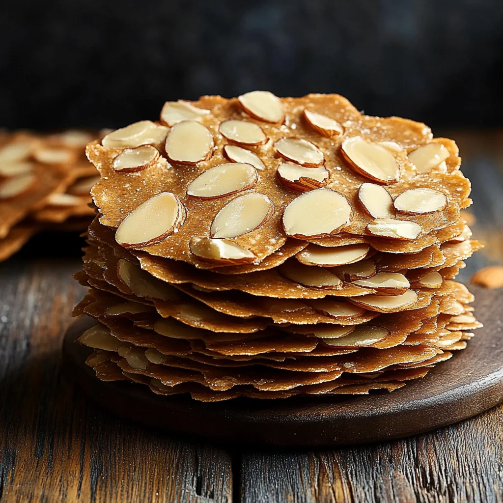 Spekulatiusblätter mit gehobelten Mandeln